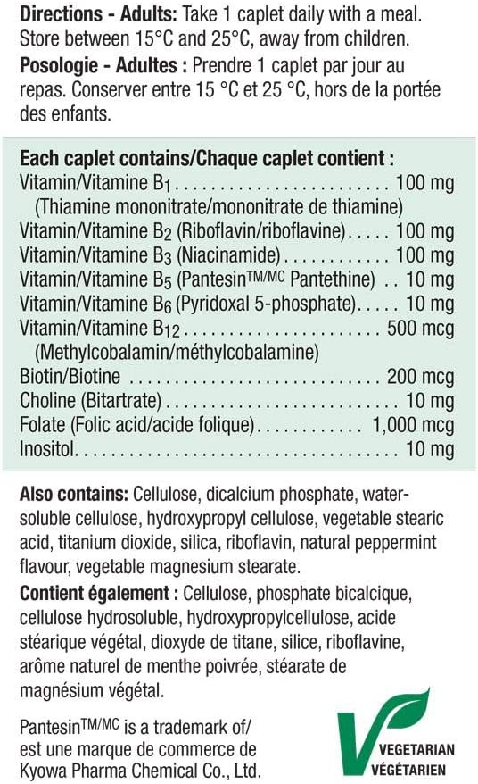 225 Caplets of Jamieson Timed Release B100 Complex - High Potency Vitamin B Supplement for Energy and Metabolism Boost