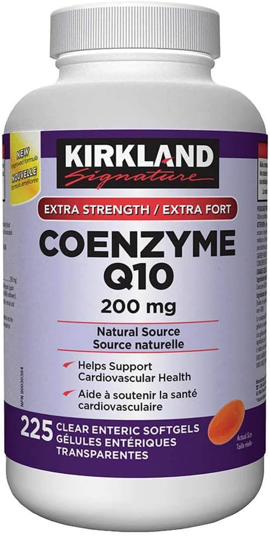 225 Softgels Kirkland Signature Coenzyme Q10 Natural Source Supplement, 200mg