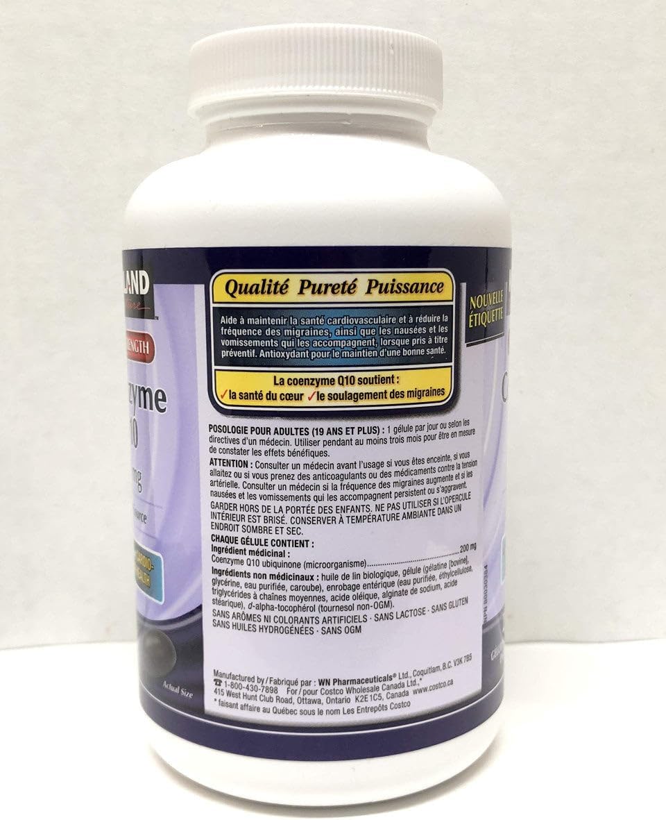 225 Softgels Kirkland Signature Coenzyme Q10 Natural Source Supplement, 200mg