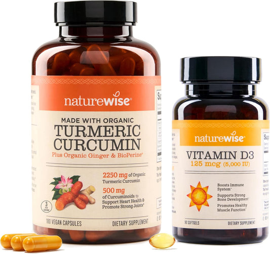 2250mg NatureWise Curcumin Turmeric with 95% Curcuminoids, BioPerine Black Pepper Extract, and Vitamin D3 for Muscle Function and Immune Support