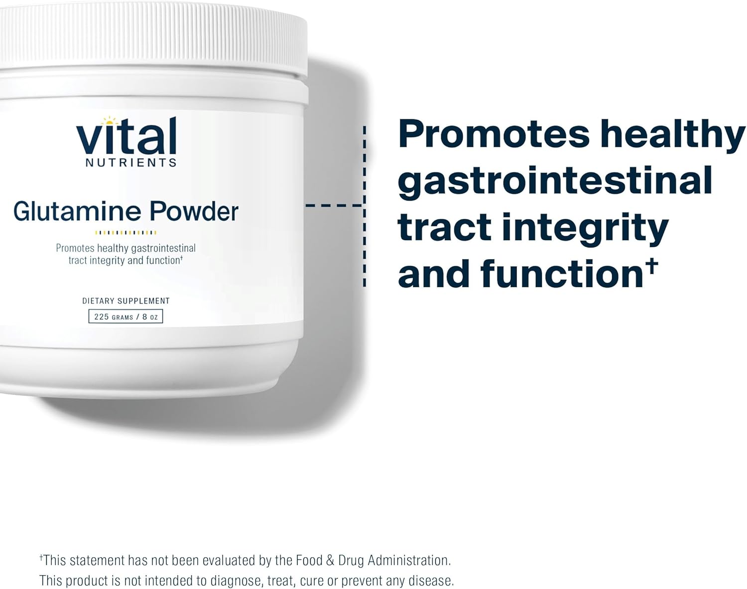 225g Vital Nutrients Glutamine Powder - Supports Gastrointestinal Health - Non-GMO, Gluten, Dairy, Soy Free - 8 oz L-Glutamine Powder