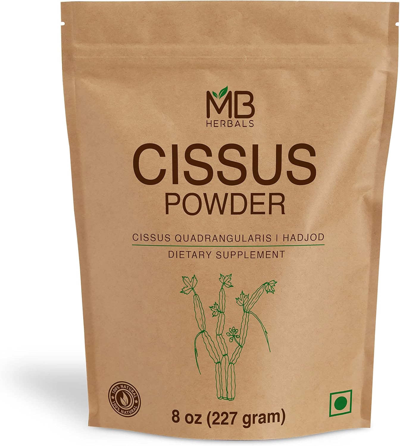 227g MB Herbals Cissus Quadrangularis St. Powder - Hadjod - 8 oz - Half Pound Size