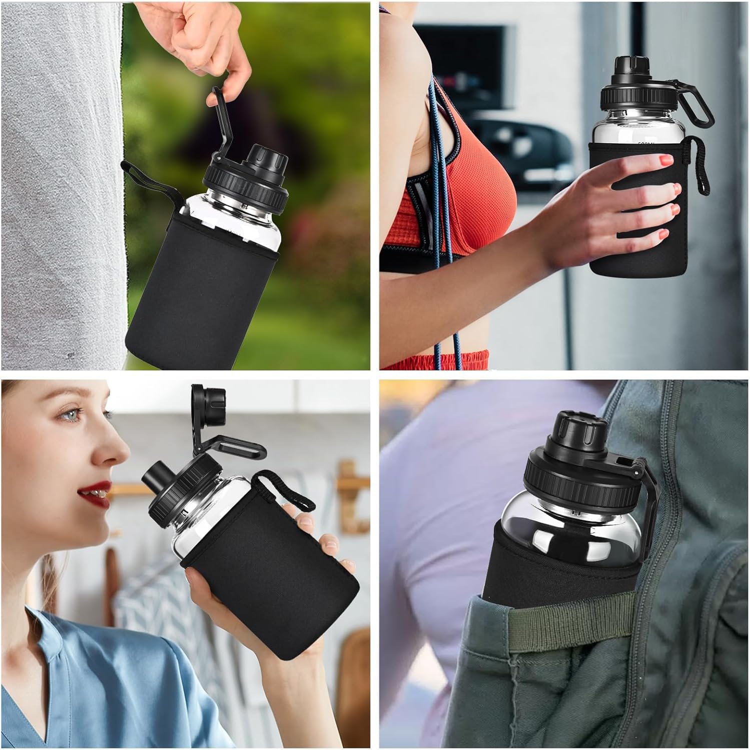 22oz BPA-Free Glass Shaker Bottle with Stainless Steel Ball and Cleaning Brush for Fitness Protein Mixes