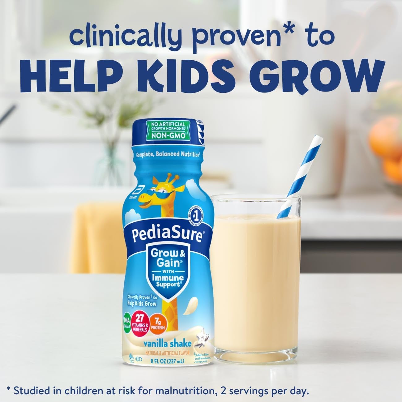 24 Bottles of PediaSure Grow & Gain Kids Protein Shake with Immune Support, Vanilla Flavor