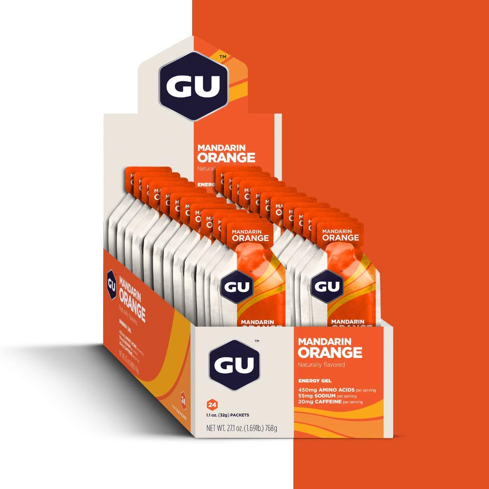 24-Count GU Energy Original Sports Nutrition Energy Gel - Vegan, Gluten-Free, Dairy-Free, Kosher - Mandarin Orange Flavor for Any Workout