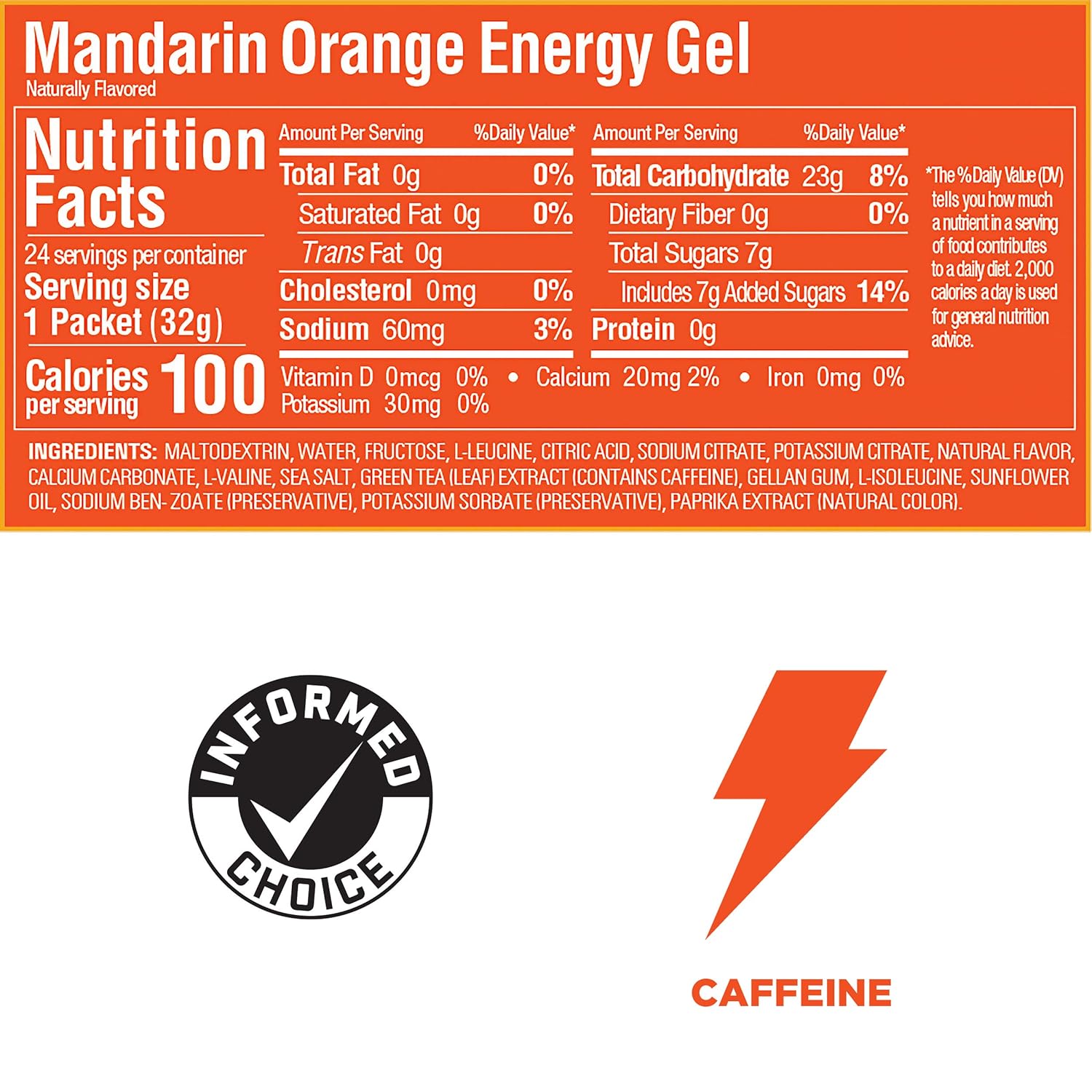 24-Count GU Energy Original Sports Nutrition Energy Gel - Vegan, Gluten-Free, Dairy-Free, Kosher - Mandarin Orange Flavor for Any Workout