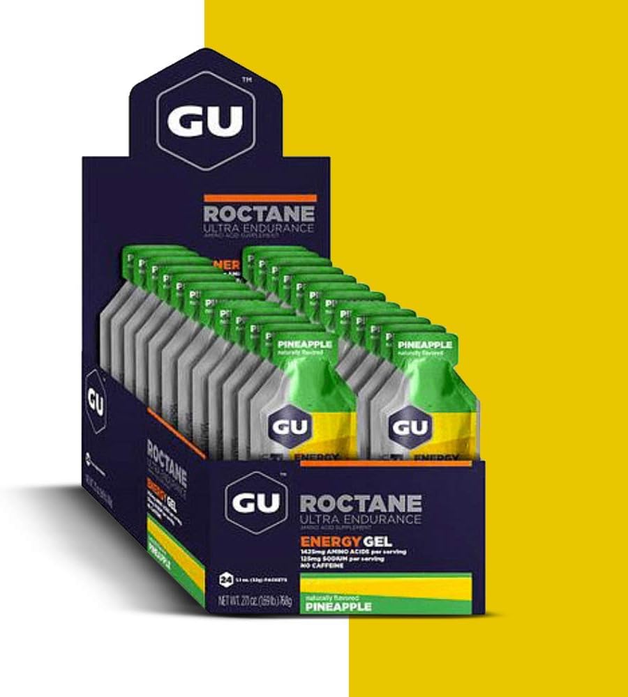 24-Count GU Energy Roctane Ultra Endurance Energy Gel, Vegan, Gluten-Free, Kosher, Dairy-Free Pineapple for Running, Biking, Hiking, Skiing