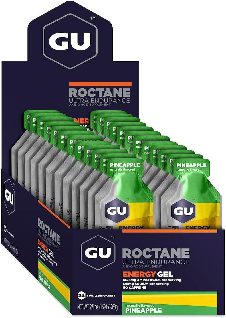 24-Count GU Energy Roctane Ultra Endurance Energy Gel, Vegan, Gluten-Free, Kosher, Dairy-Free Pineapple for Running, Biking, Hiking, Skiing