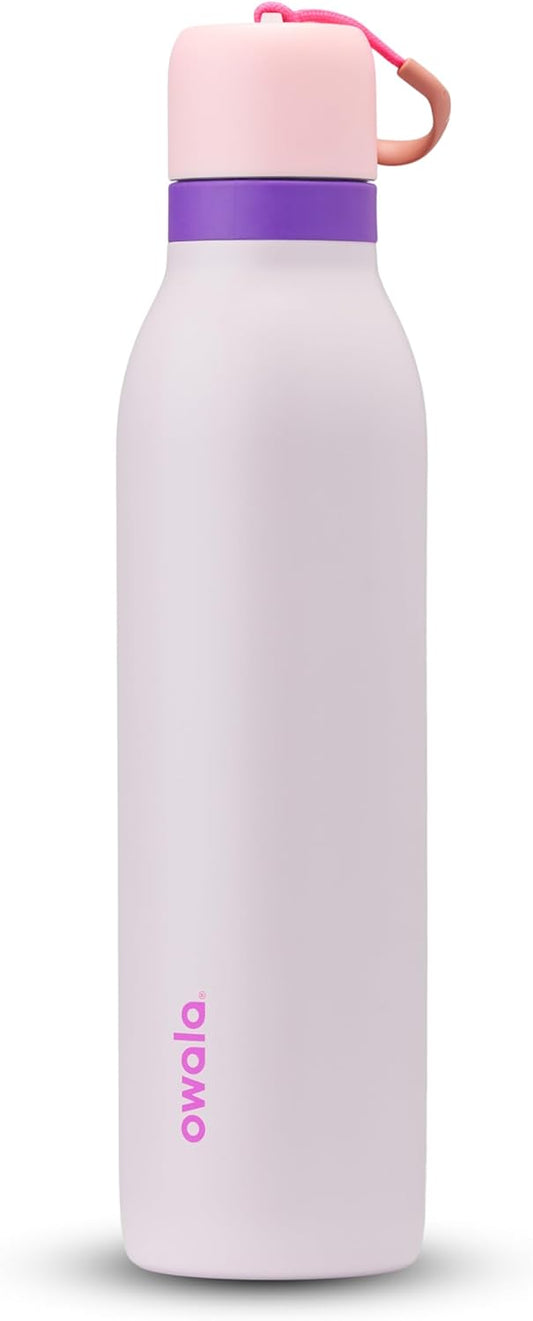 24-oz Owala FreeSip Twist Insulated Stainless Steel Water Bottle for Sports & Travel - BPA-Free with Straw - Dreamy Field Pink/Purple