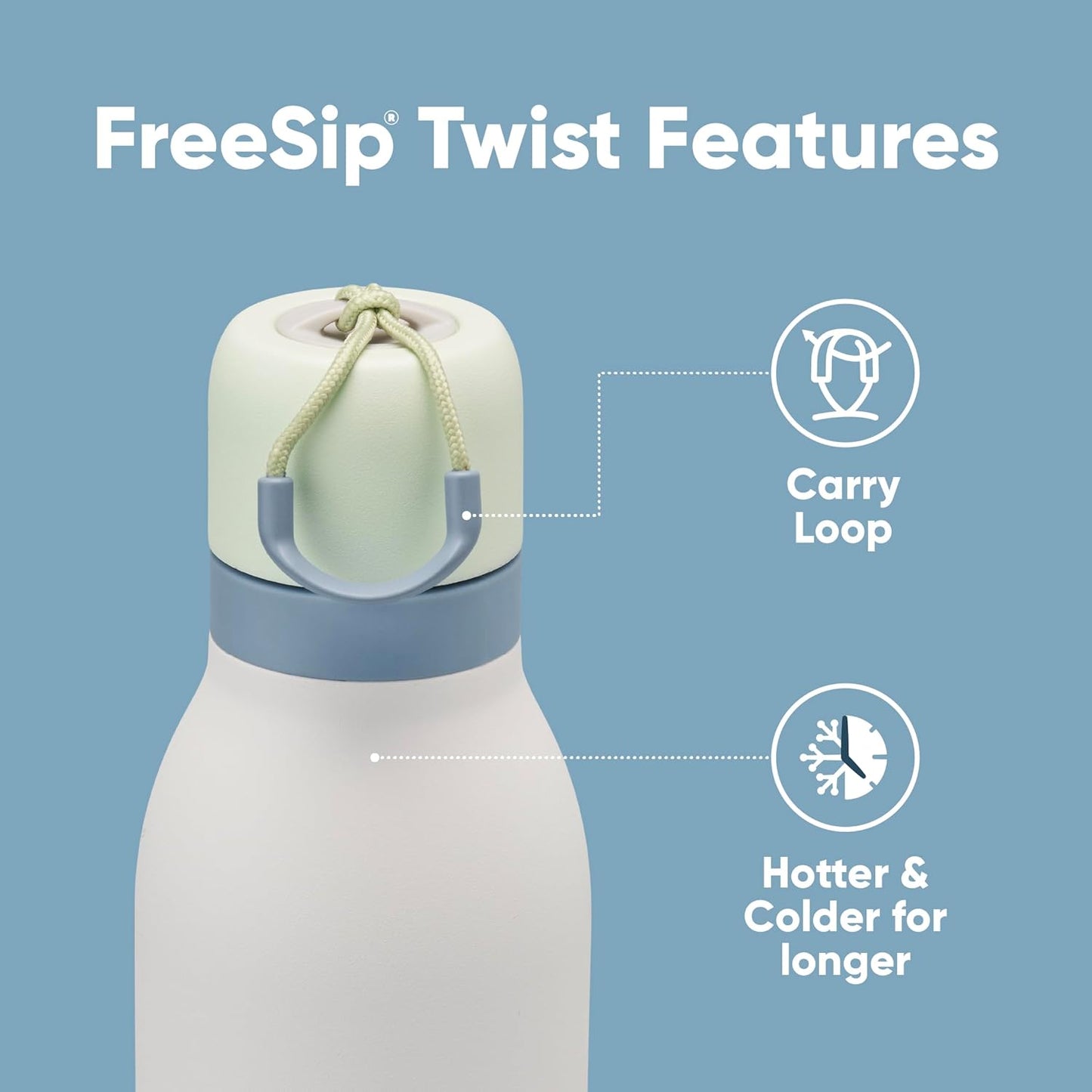 24-oz Owala FreeSip Twist Stainless Steel Water Bottle with Straw - BPA-Free, Insulated, Green/White for Sports & Travel
