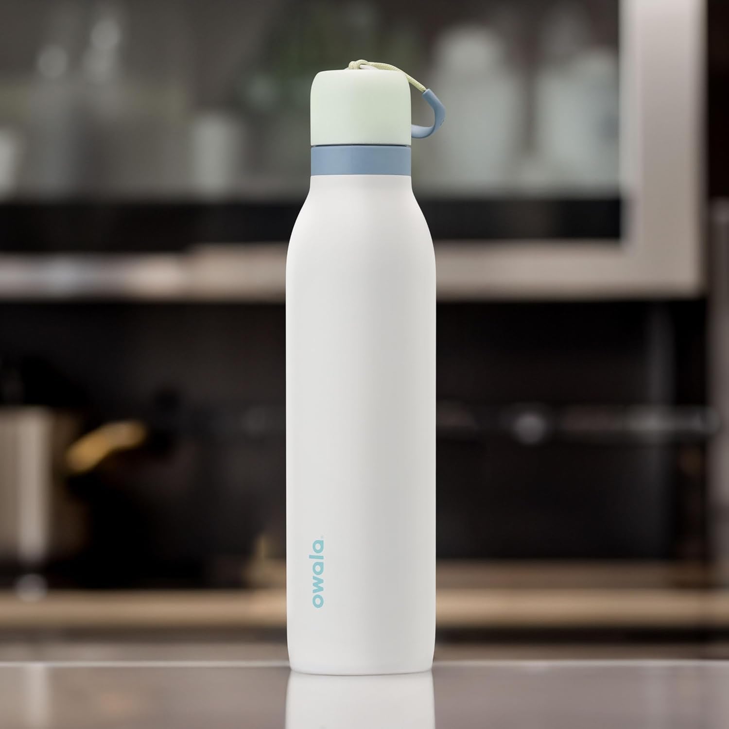 24-oz Owala FreeSip Twist Stainless Steel Water Bottle with Straw - BPA-Free, Insulated, Green/White for Sports & Travel