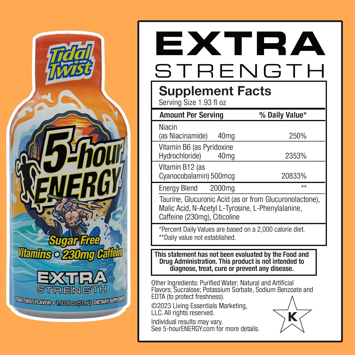 24-Pack 5-Hour Energy Extra Strength Shots in Tidal Twist Flavor, 1.93 fl oz each