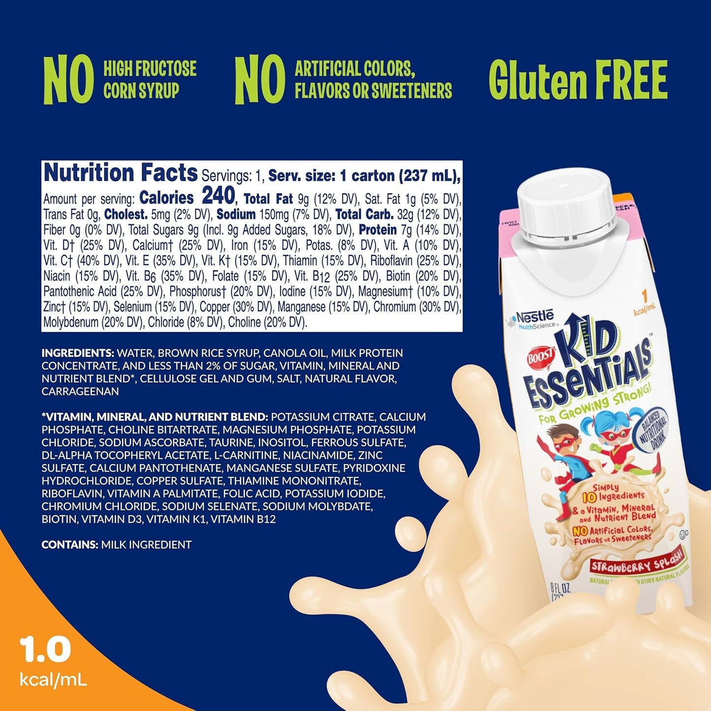 24-Pack BOOST Kid Essentials 1.0 Strawberry Splash 8 fl oz Cartons