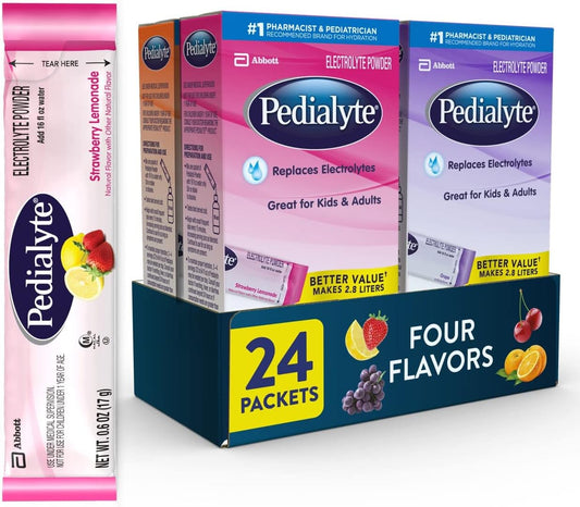 24-Pack Pedialyte Electrolyte Powder Packets for Hydration - Variety Pack, Single-Serving Powder Packs - BoostGo Australia