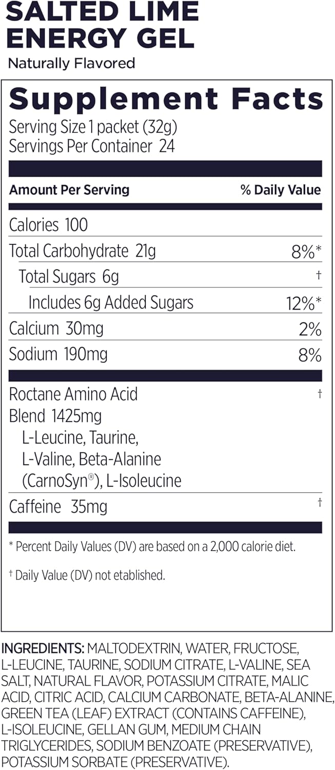 24 Packets of GU Energy Roctane Salted Lime Gel: Vegan, Gluten-Free, Dairy-Free Sports Nutrition for Endurance Activities
