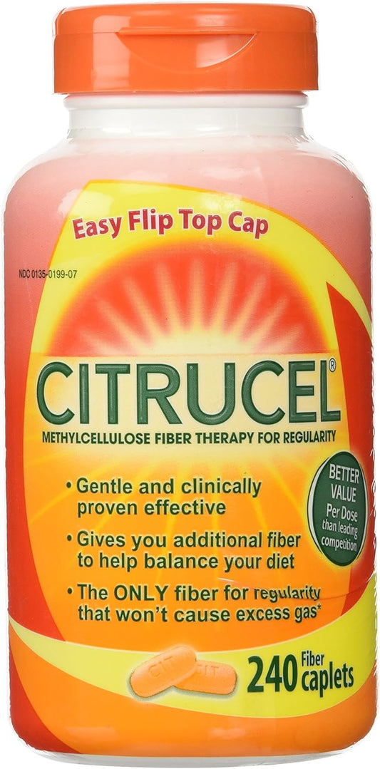 240 Caplets of Citrucel Fiber Therapy 500 mg for Digestive Regularity