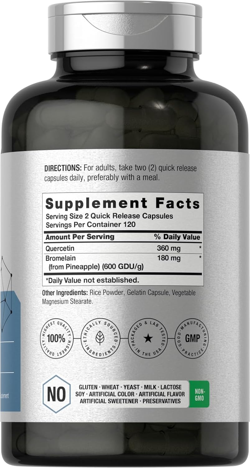 240 Capsules of Horbäach Quercetin with Bromelain Supplement - Non-GMO & Gluten Free