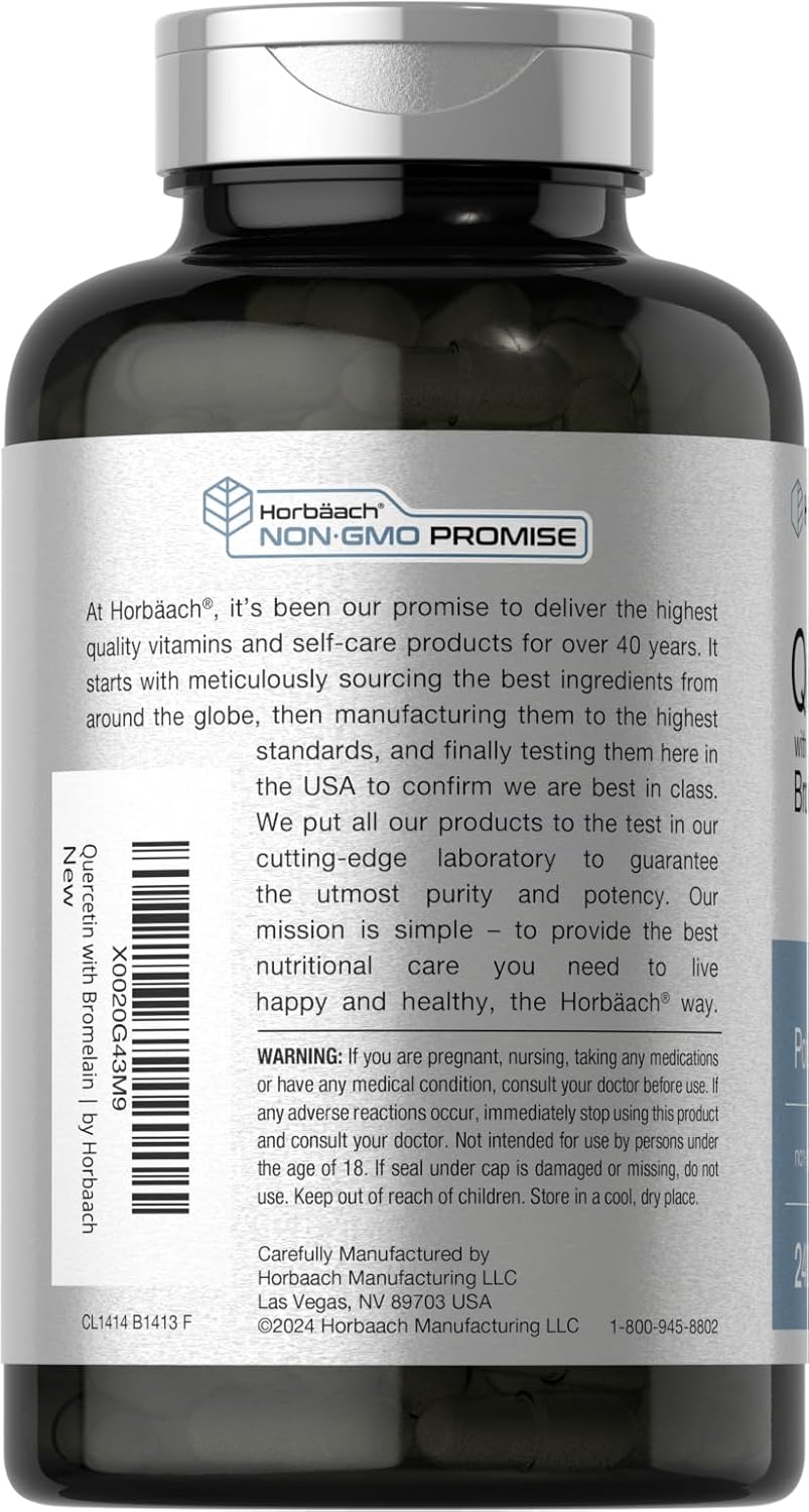 240 Capsules of Horbäach Quercetin with Bromelain Supplement - Non-GMO & Gluten Free