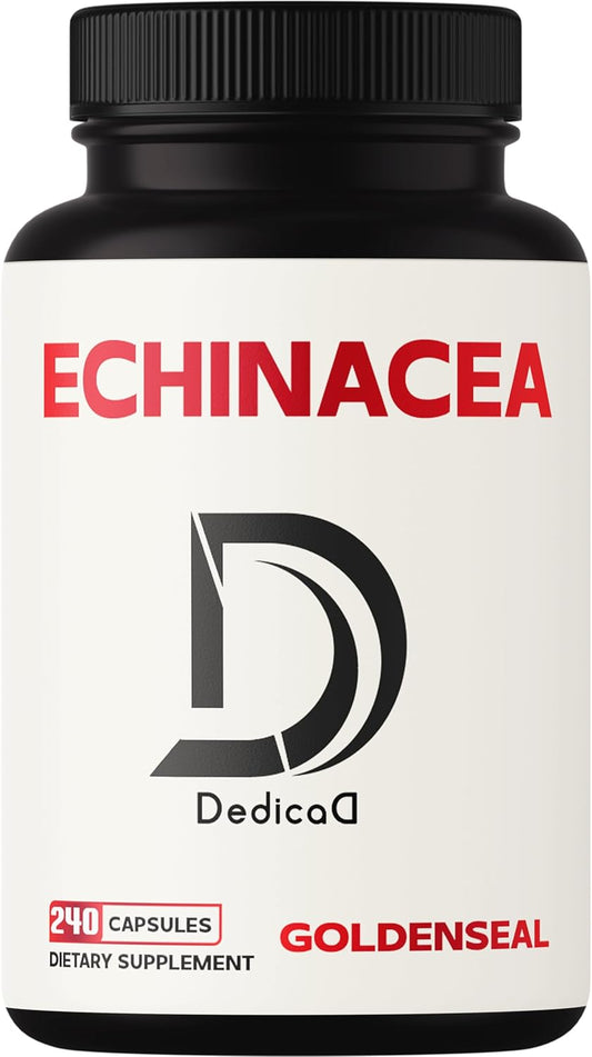 240 Count DEDICAD 1000mg Echinacea Goldenseal Capsules for Immune System Support & Overall Health - 4 Month Supply