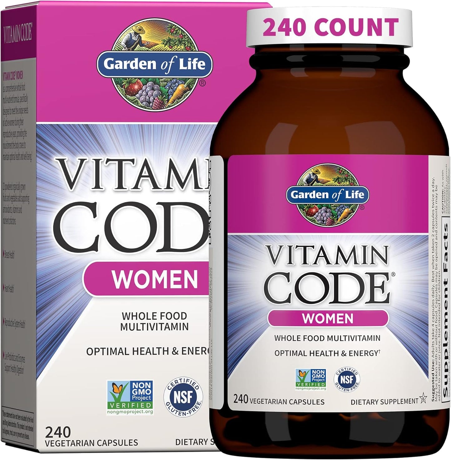 240 Count Garden of Life Women's Multivitamin & Kids Probiotics Chewables with Vitamin C & D
