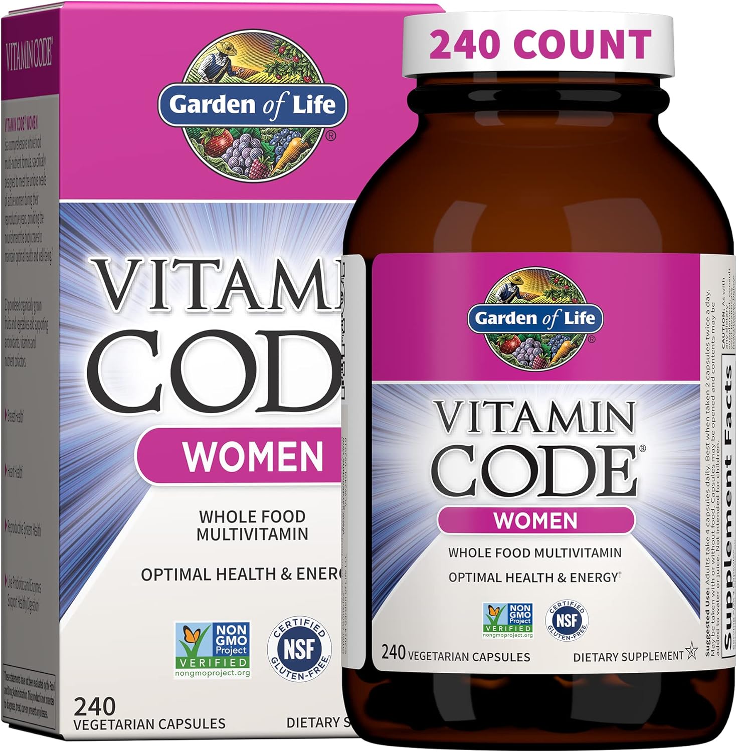 240 Count Garden of Life Women's Multivitamin & Kids Probiotics Chewables with Vitamin C & D