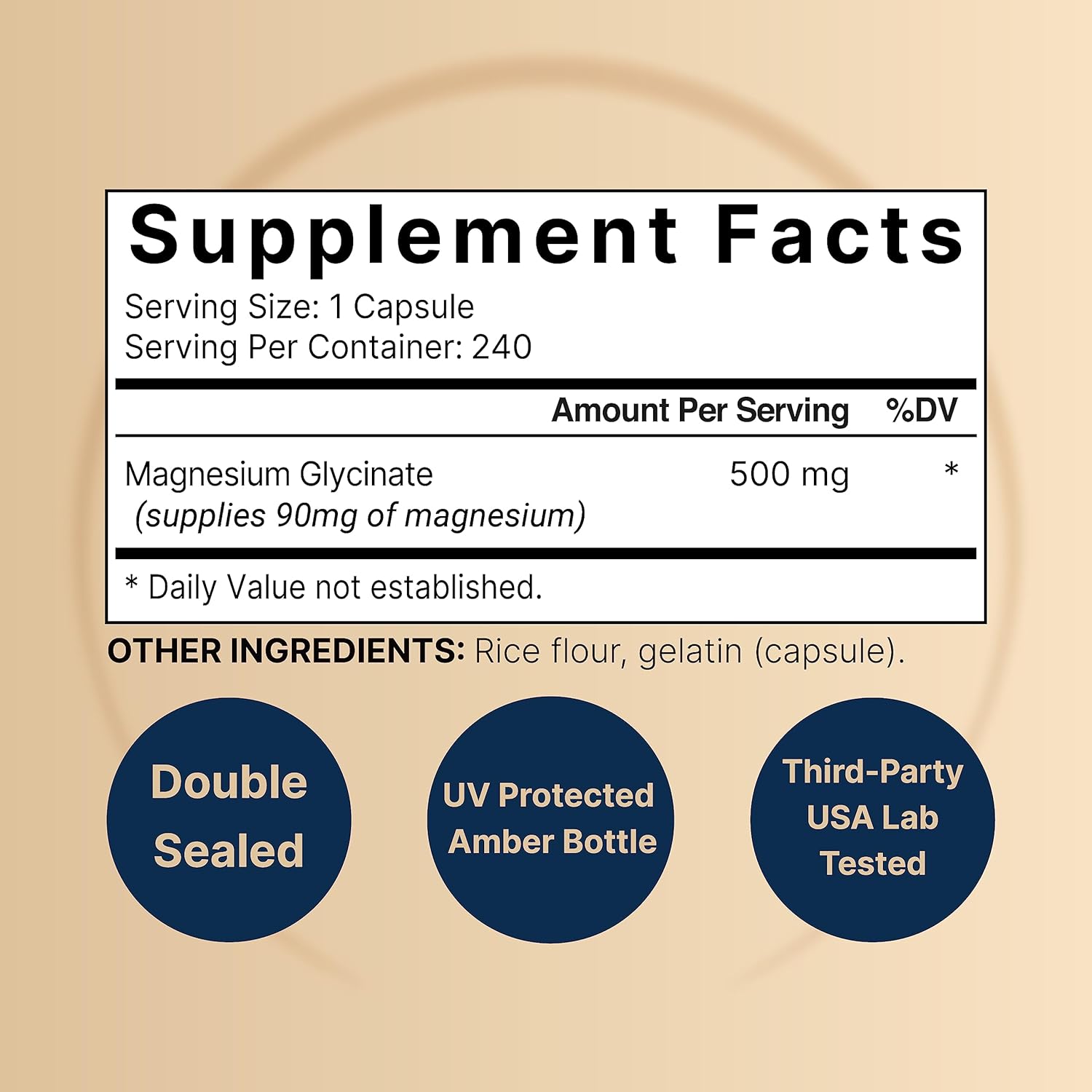 240 Count NatureBell Magnesium Glycinate Capsules - 500mg Chelated & Purified with Digestive Enzymes and Prebiotics - 240 Veggie Capsules