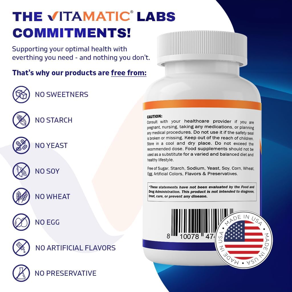 240 Non-GMO, Gluten Free Vitamatic Lithium Orotate 5mg Veggie Capsules