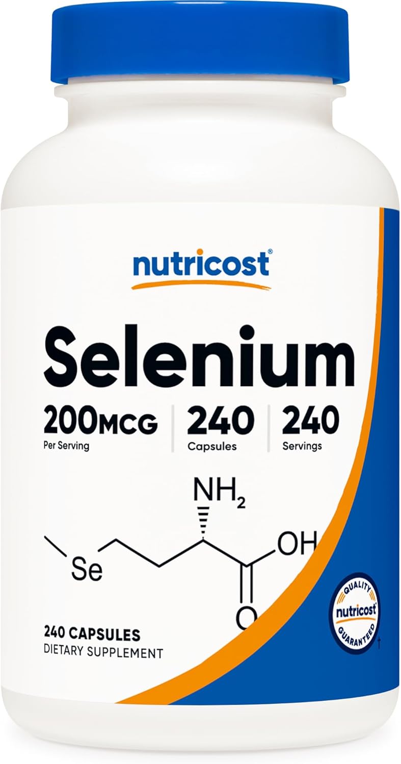 240 Non-GMO Selenium Vegetarian Capsules - 200mcg L-Selenomethionine - Gluten Free by Nutricost