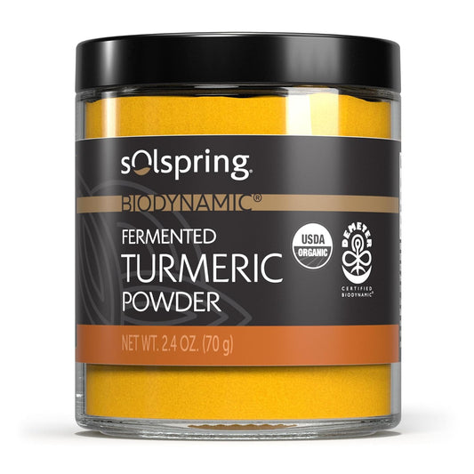 2.40 Oz Dr. Mercola Solspring Biodynamic Organic Fermented Turmeric Powder - Non GMO, Gluten Free, USDA Organic, Demeter Certified
