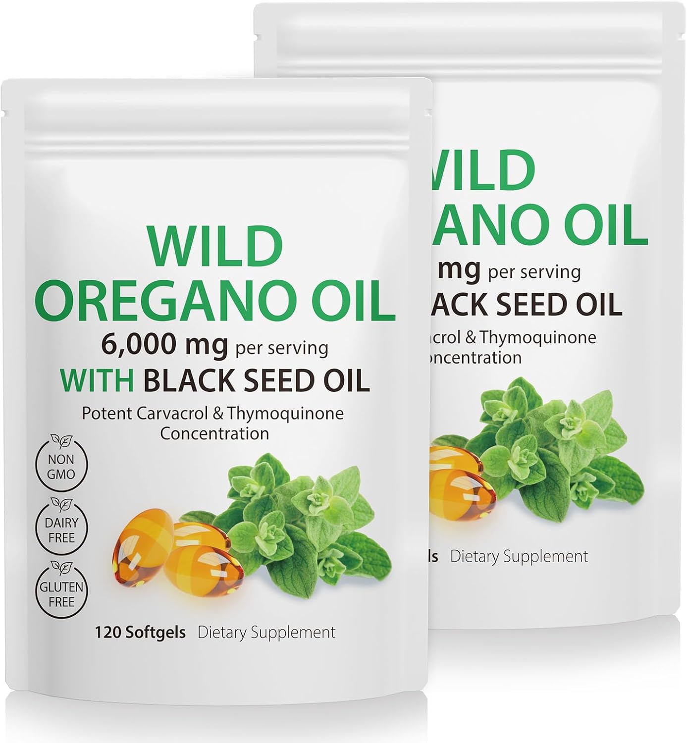 240 Softgels of Daiasns Oregano Oil Capsules with Black Seed Oil - 6,000mg Wild Oregano Oil Blend for Immune & Digestive Support - Gluten Free & Non-GMO - 4X Strength Carvacrol & Thymoquinone
