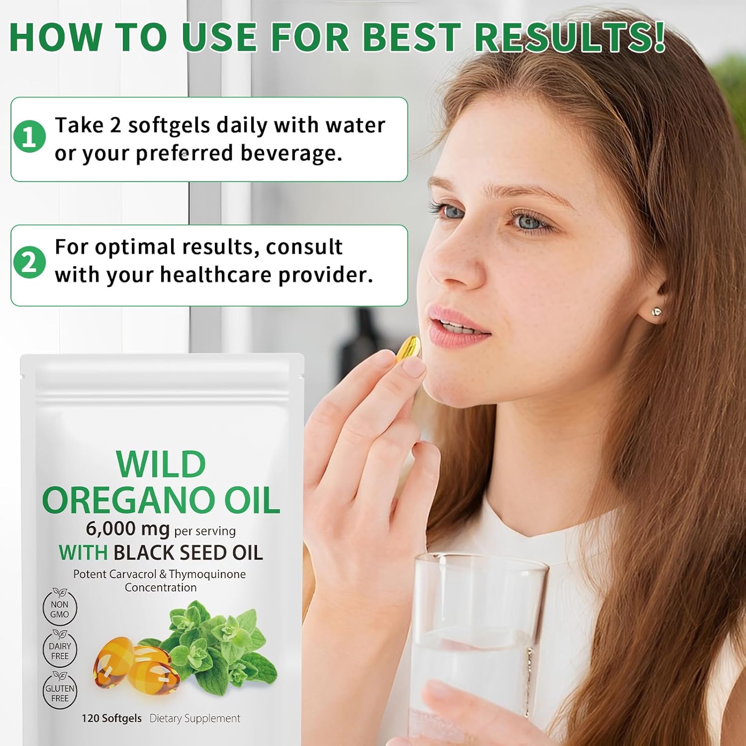 240 Softgels of Daiasns Oregano Oil Capsules with Black Seed Oil - 6,000mg Wild Oregano Oil Blend for Immune & Digestive Support - Gluten Free & Non-GMO - 4X Strength Carvacrol & Thymoquinone