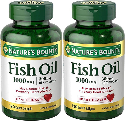 240 Softgels of Nature's Bounty Odorless Fish Oil, 1000 Mg - 2 Bottles of 120 Count