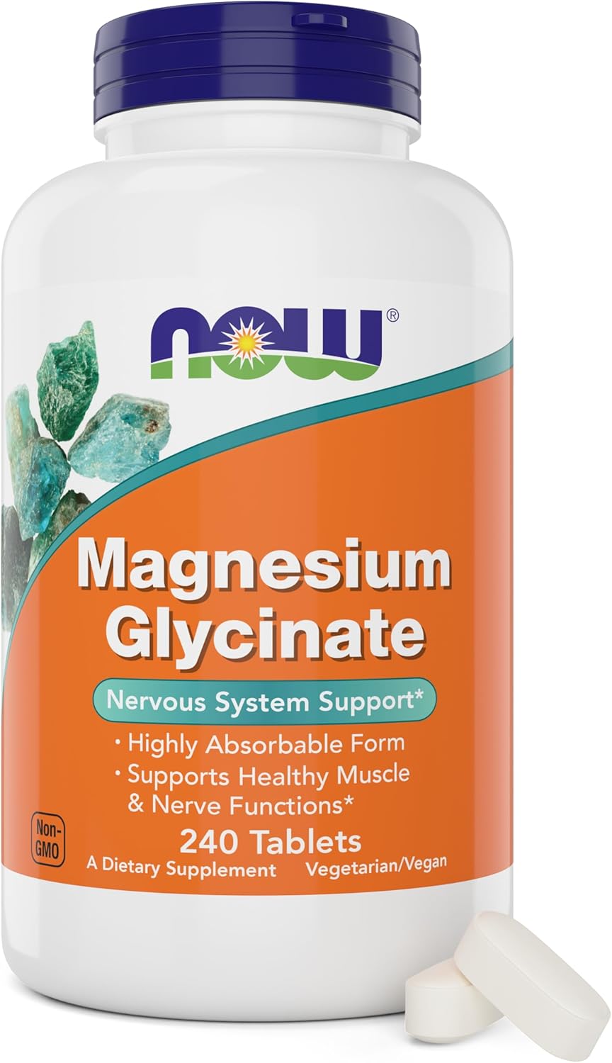 240 Tablets of Now Foods Magnesium Glycinate for Healthy Muscle and Nerve Functions - Non-GMO Formula