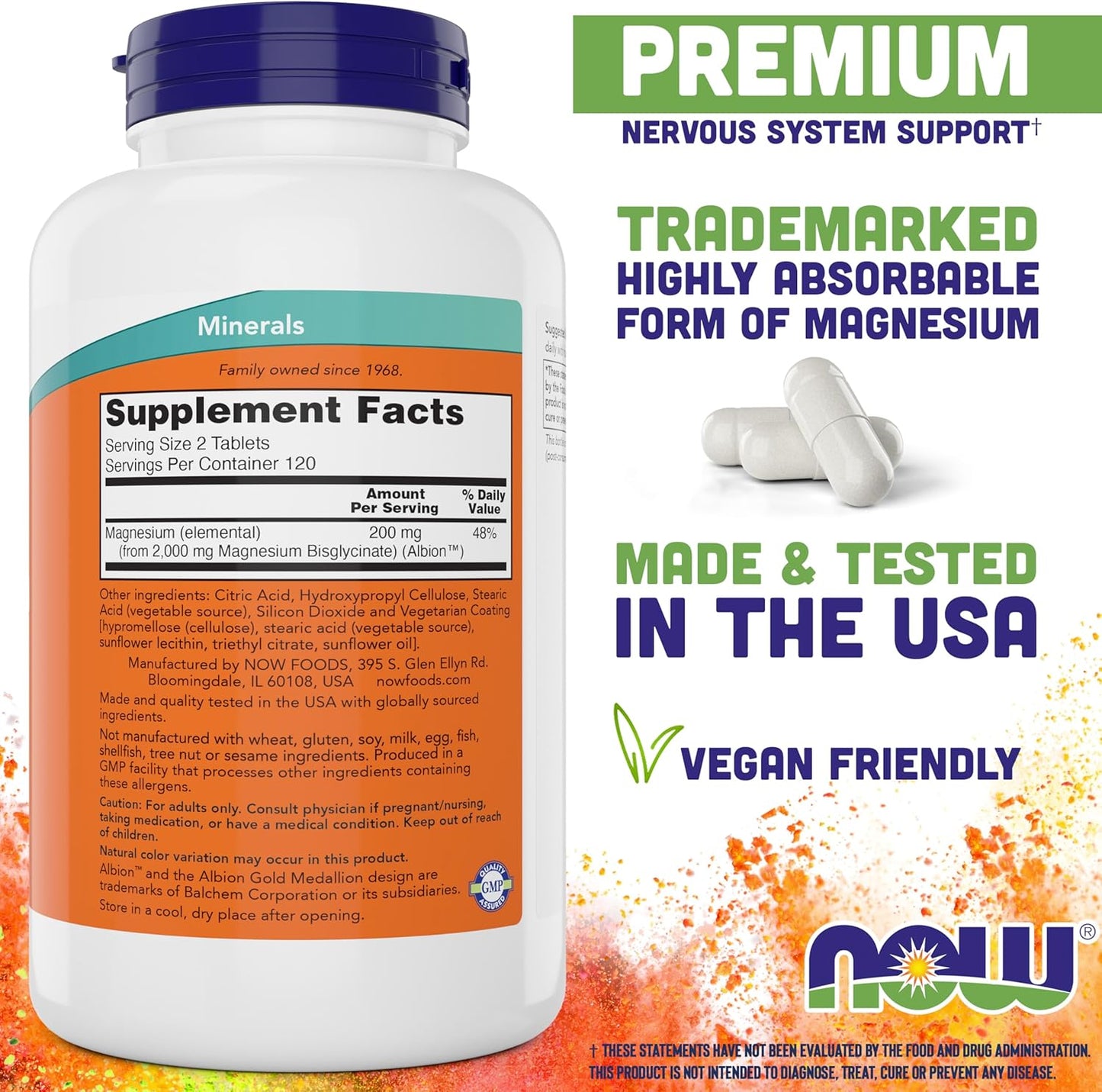 240 Tablets of Now Foods Magnesium Glycinate for Healthy Muscle and Nerve Functions - Non-GMO Formula