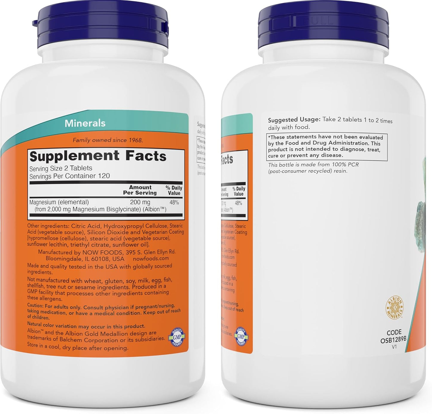 240 Tablets of Now Foods Magnesium Glycinate for Healthy Muscle and Nerve Functions - Non-GMO Formula