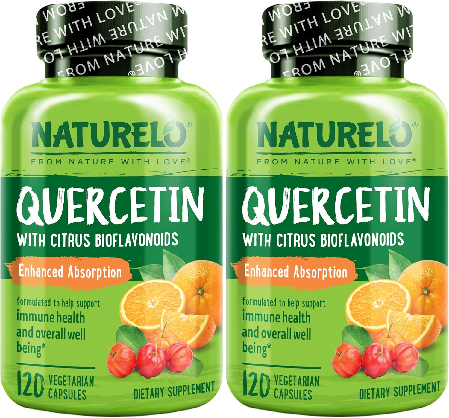 240 Vegetarian Capsules of NATURELO Quercetin Citrus Bioflavonoid Complex for Enhanced Absorption - Pack of 2