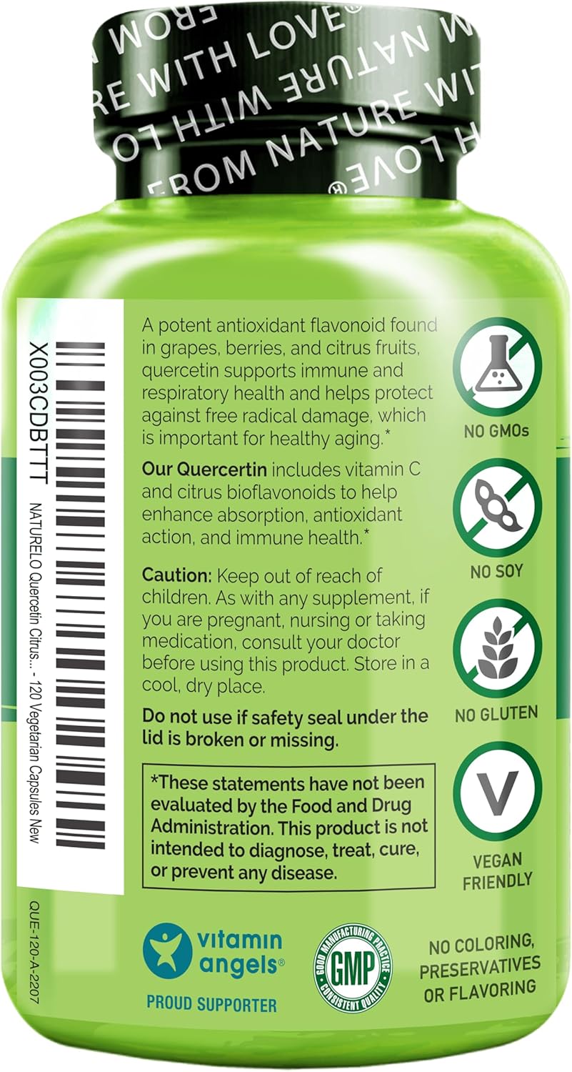 240 Vegetarian Capsules of NATURELO Quercetin Citrus Bioflavonoid Complex for Enhanced Absorption - Pack of 2