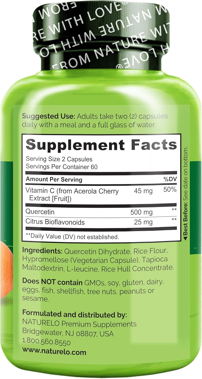 240 Vegetarian Capsules of NATURELO Quercetin Citrus Bioflavonoid Complex for Enhanced Absorption - Pack of 2