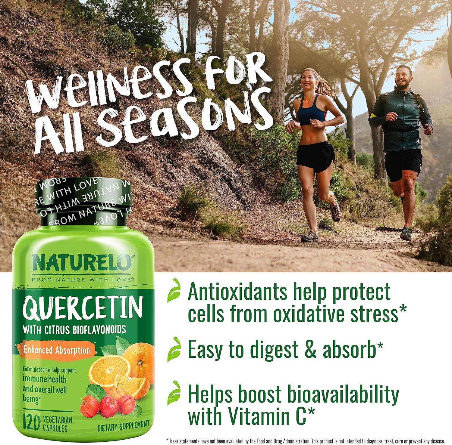 240 Vegetarian Capsules of NATURELO Quercetin Citrus Bioflavonoid Complex for Enhanced Absorption - Pack of 2