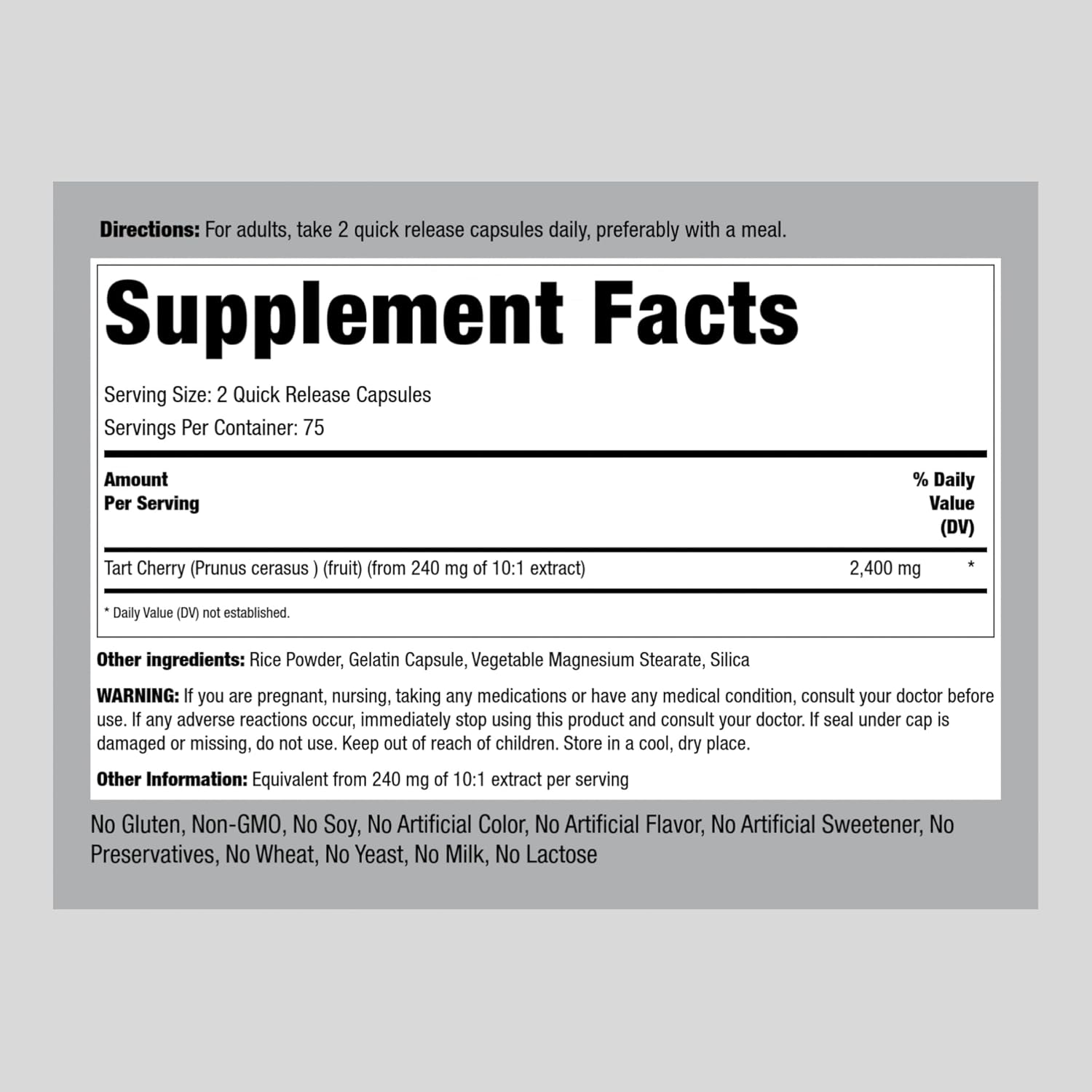 2400mg Tart Cherry Extract Capsules - 150 Pills | Premium Super Fruit Supplement | Non-GMO, Gluten Free