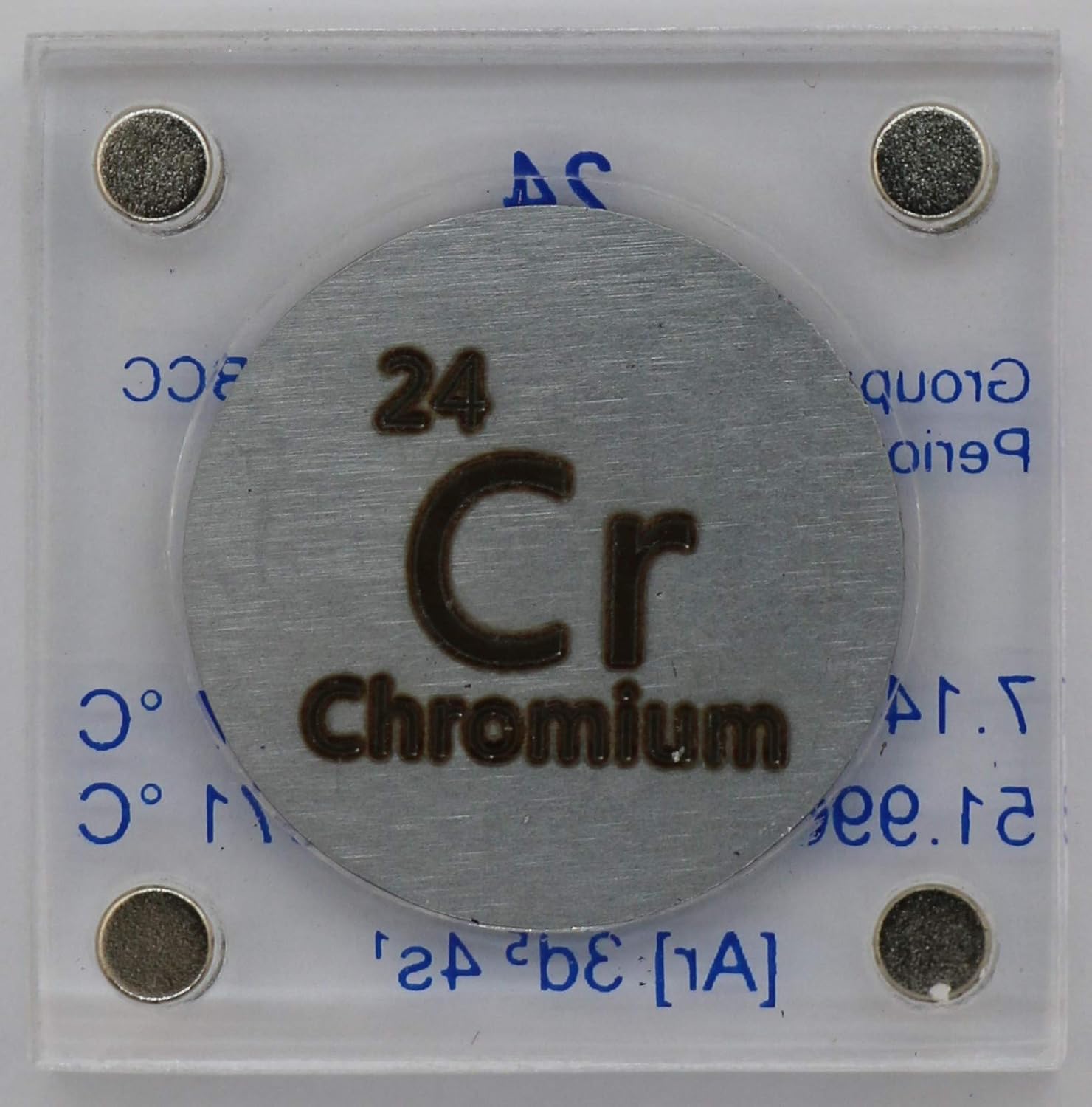 24.26mm Chromium Metal Disc in Acrylic Case - Ideal for Collection or Experiments