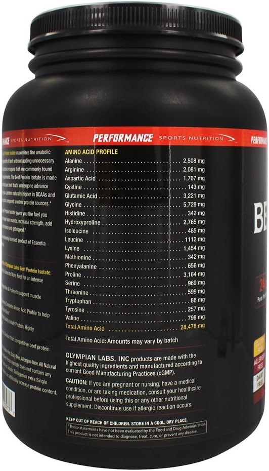 24g Beef Protein Isolate Powder with BCAA's & Real Chocolate Flavor - 1lb Pack, BST Free & Muscle Building Amino Acids
