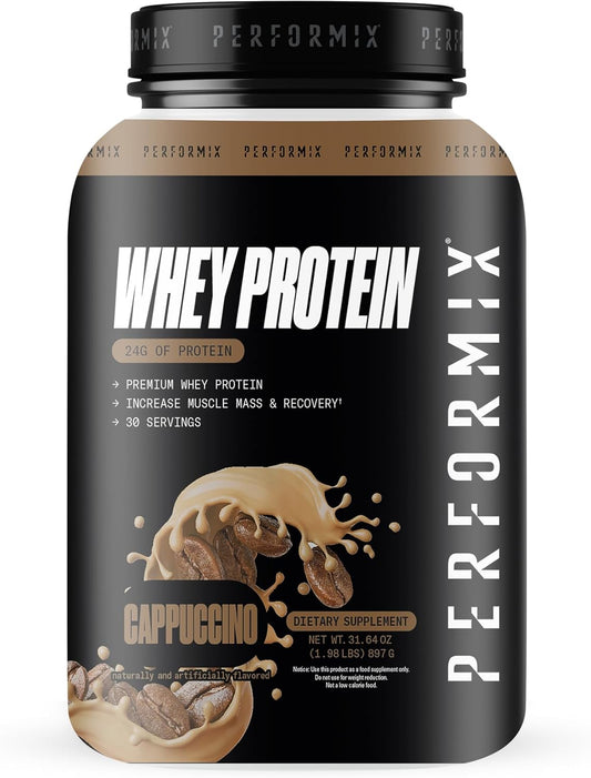 24g Whey Protein Isolate Blend with BCAAs - Cappuccino Flavor - Muscle Building & Recovery - 1.98 lbs - 30 Servings