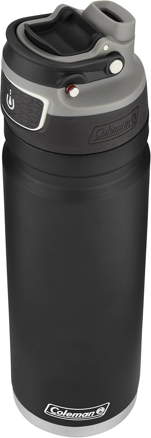 24oz Black Coleman FreeFlow AutoSeal Stainless Steel Water Bottle