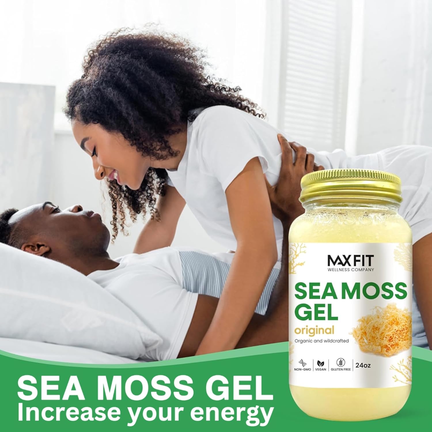 24oz MAX FIT Organic Raw Sea Moss Gel from Saint Lucia - 12 Flavors | Wildcrafted Gold Sea Moss | 92 Vitamins & Minerals | Non-GMO Vegan Superfood