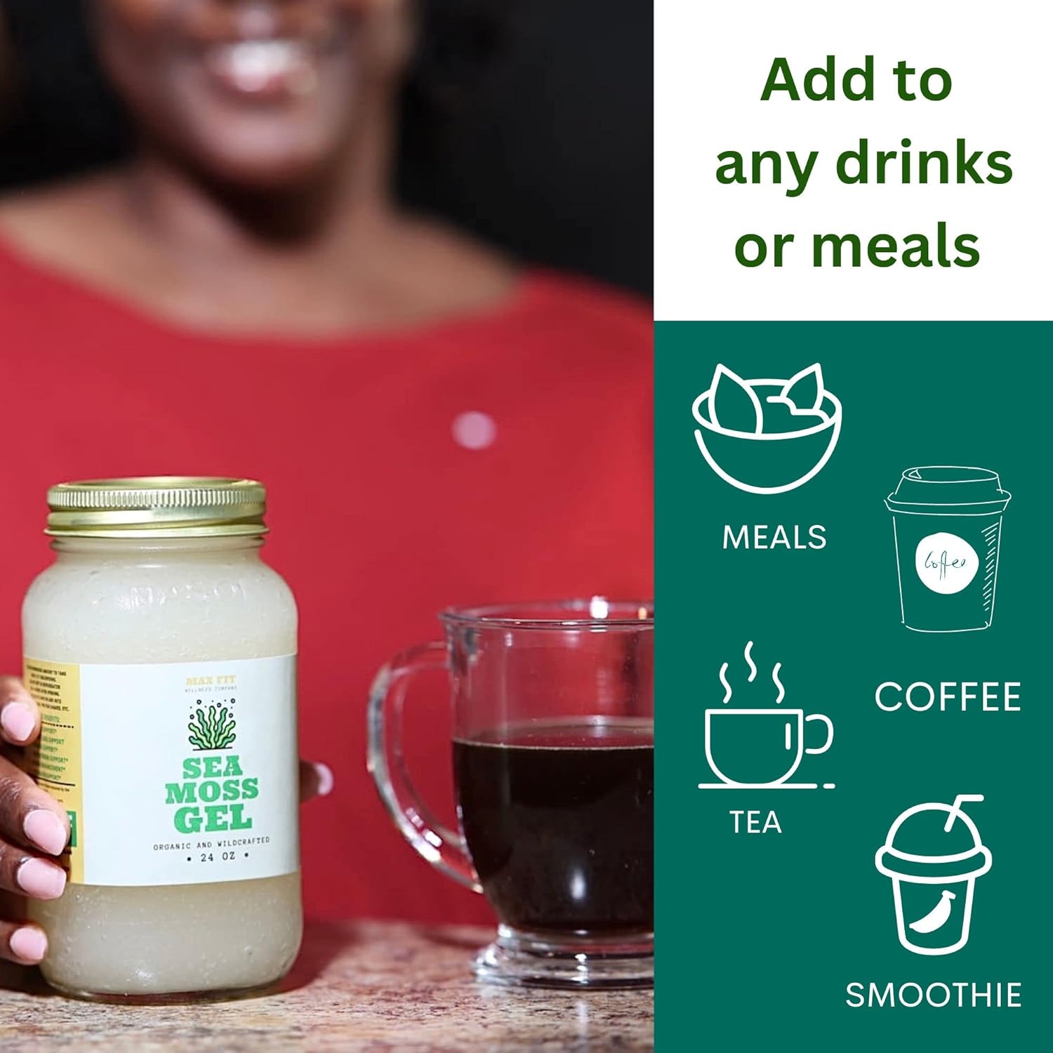 24oz MAX FIT Organic Raw Sea Moss Gel from Saint Lucia - 12 Flavors | Wildcrafted Gold Sea Moss | 92 Vitamins & Minerals | Non-GMO Vegan Superfood