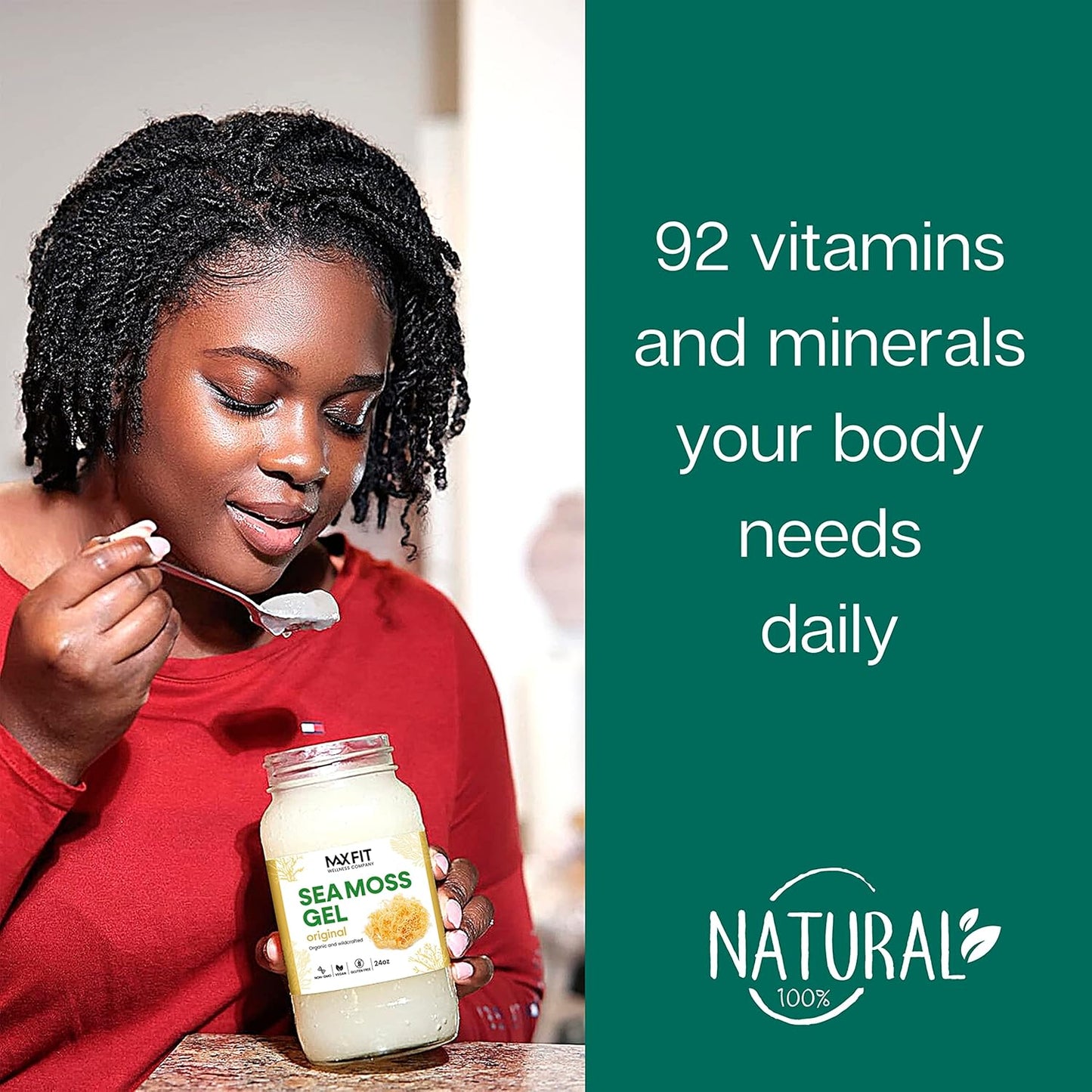 24oz MAX FIT Wildcrafted Gold Sea Moss Gel from Saint Lucia | 92 Vitamins & Minerals | Pure Raw Non-GMO Vegan Superfood