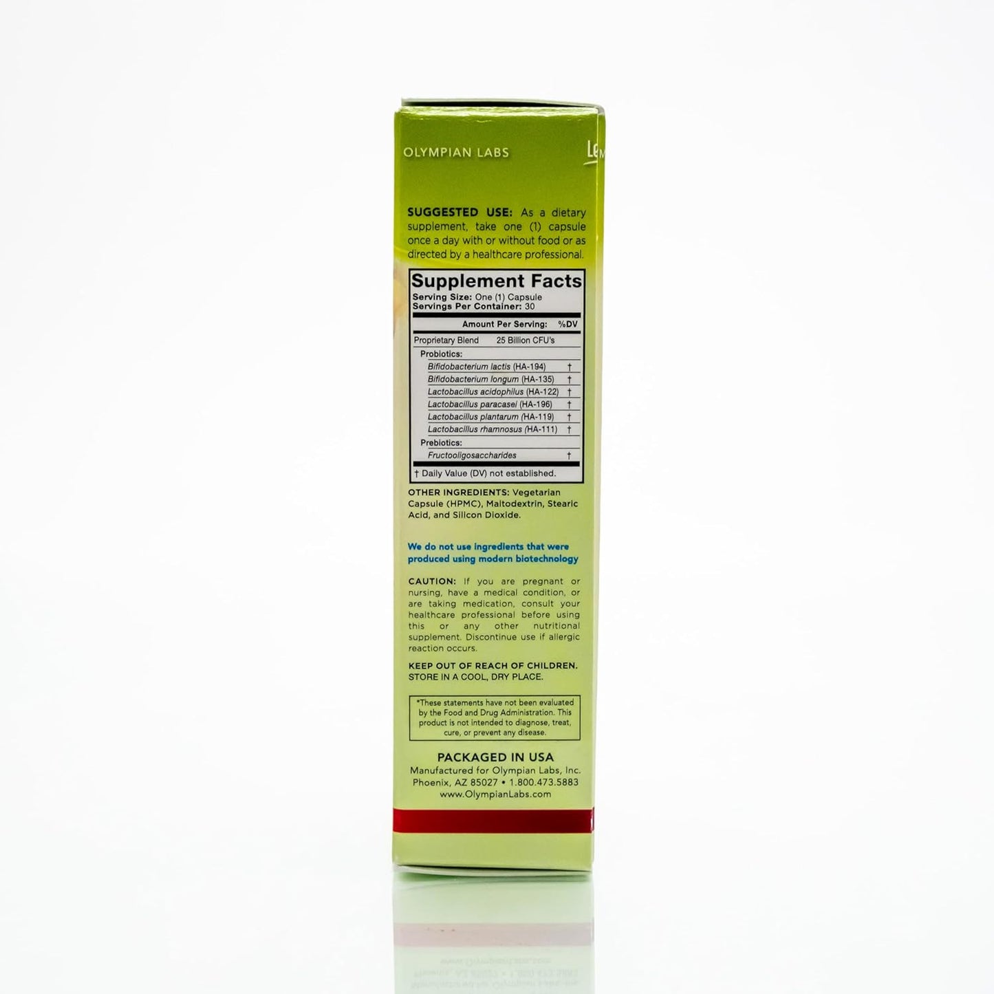 25 Billion Live Probiotic & Prebiotic Supplement for Digestive Balance - 30 Vegetarian Capsules by Olympian Labs