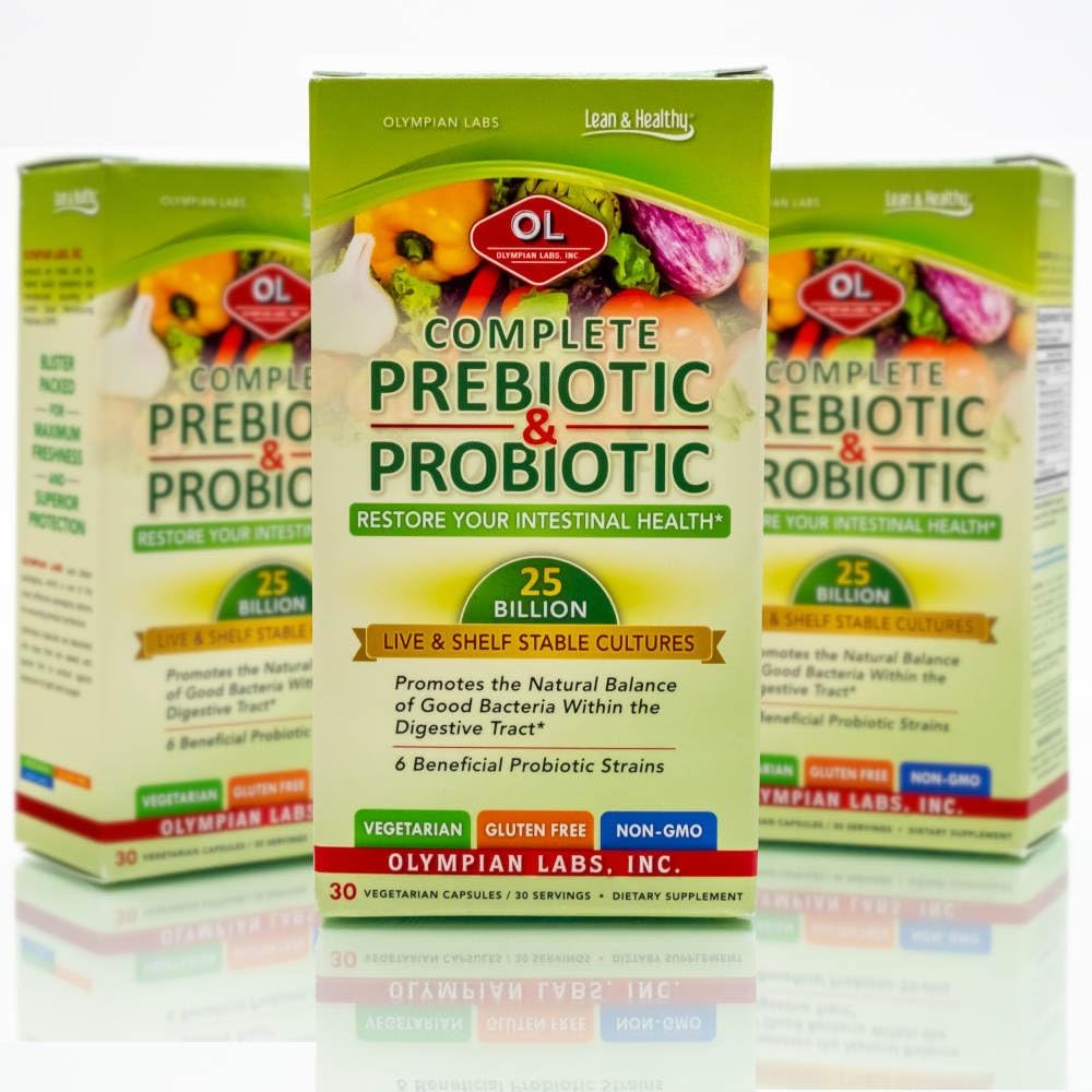 25 Billion Live Probiotic & Prebiotic Supplement for Digestive Balance - 30 Vegetarian Capsules by Olympian Labs