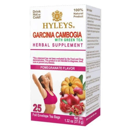 25 HYLEYS Garcinia Cambogia Green Tea with Pomegranate Flavor Tea Bags - Weight Loss Support